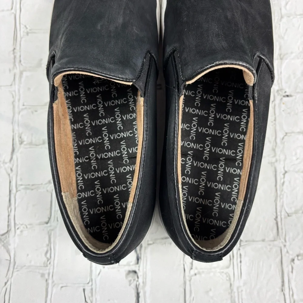 EUC Vionic Shoes Womens 7.5 Midi Loafers Black Suede Slip On Sneakers Casual